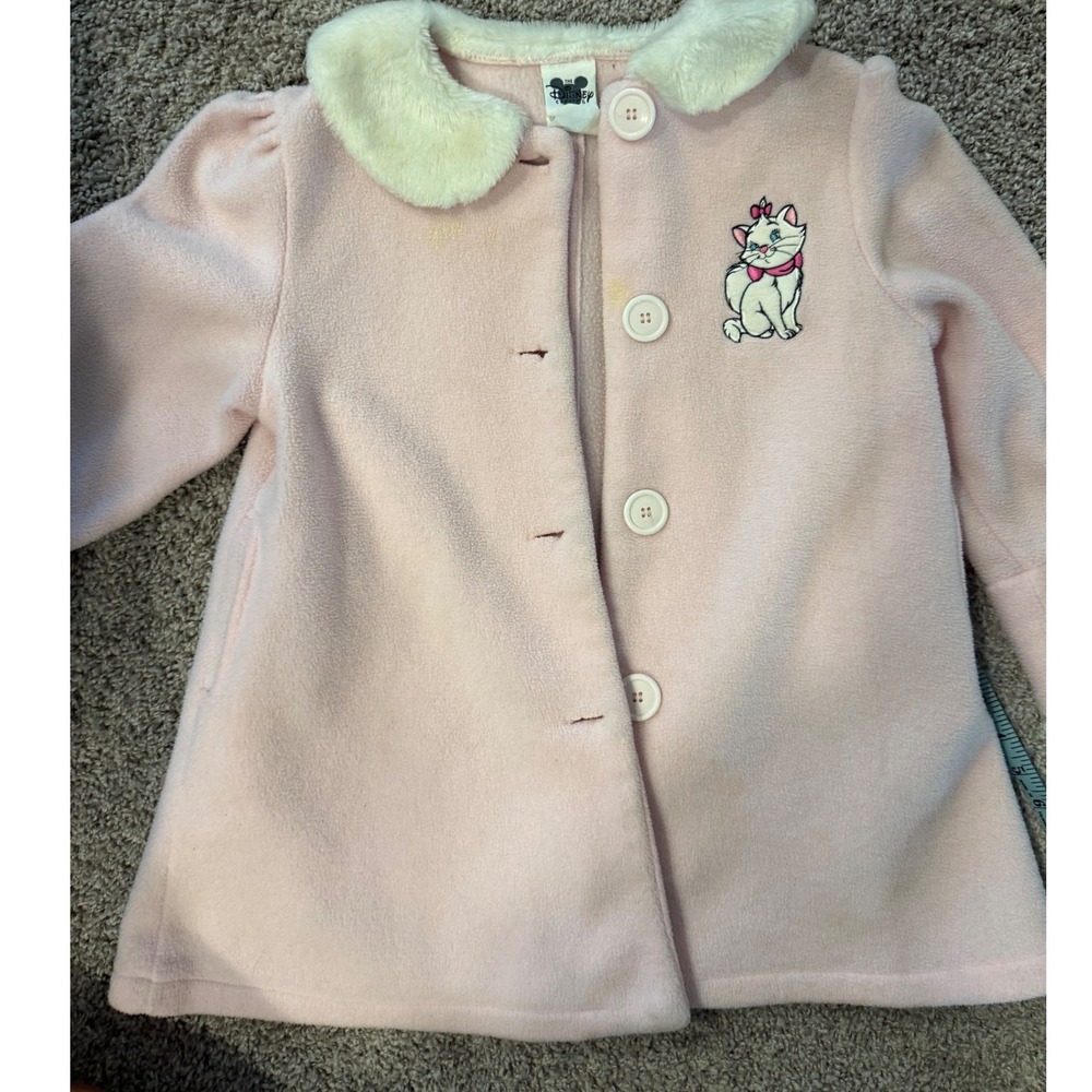 Disney Catalog Marie Aristocats Pink Fleece Jacket Faux Fur Collar Kids XS